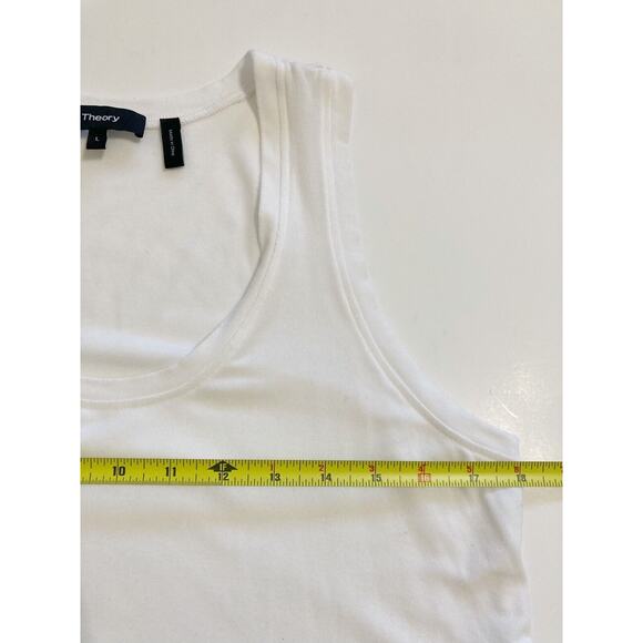 Theory Women’s Drapey Scoop Neck Ribbed Tank Top White Size Large Asymmetrical - Picture 4 of 7